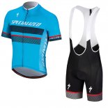 2018 Fahrradbekleidung Specialized Blau Shwarz Rot Trikot Kurzarm und Tragerhose