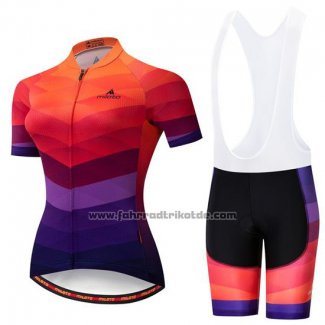 2019 Fahrradbekleidung Frau Miloto Orange Volett Trikot Kurzarm und Tragerhose