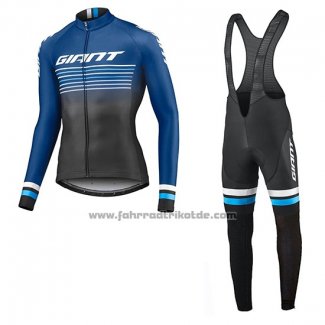 2019 Fahrradbekleidung Giant Race Day Blau Shwarz Trikot Langarm und Tragerhose