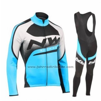 2019 Fahrradbekleidung Northwave Blau Shwarz Wei Trikot Langarm und Tragerhose