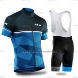 2019 Fahrradbekleidung Northwave Shwarz Blau Trikot Kurzarm und Tragerhose