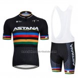 2019 Fahrradbekleidung UCI Weltmeister Movistar Shwarz Wei Trikot Kurzarm und Tragerhose