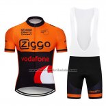 2019 Fahrradbekleidung Ziggo Orange Shwarz Trikot Kurzarm und Tragerhose