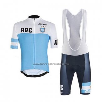 2020 Fahrradbekleidung Argentina Wei Blau Trikot Kurzarm und Tragerhose