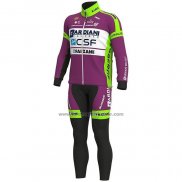 2020 Fahrradbekleidung Bardiani Csf Volett Grun Trikot Langarm und Tragerhose