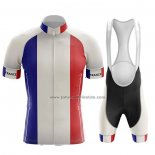 2020 Fahrradbekleidung Champion Frankreich Blau Wei Rot Trikot Kurzarm und Tragerhose(3)