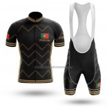 2020 Fahrradbekleidung Champion Portugal Shwarz Gelb Trikot Kurzarm und Tragerhose