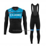 2020 Fahrradbekleidung Cube Shwarz Blau Trikot Langarm und Tragerhose