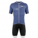 2020 Fahrradbekleidung De Marchi Blau Trikot Kurzarm und Tragerhose