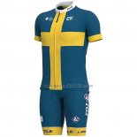 2020 Fahrradbekleidung Groupama-FDJ Champion Schweden Trikot Kurzarm und Tragerhose