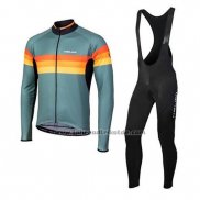 2020 Fahrradbekleidung Nalini Grun Orange Trikot Langarm und Tragerhose