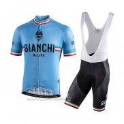 2021 Fahrradbekleidung Bianchi Wei Trikot Kurzarm und Tragerhose