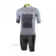 2021 Fahrradbekleidung Castelli Grau Wei Trikot Kurzarm und Tragerhose(5)