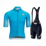 2021 Fahrradbekleidung Castelli Licht Blau Trikot Kurzarm und Tragerhose