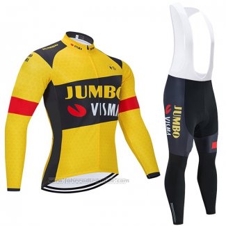 2021 Fahrradbekleidung Jumbo Visma Gelb Trikot Langarm und Tragerhose