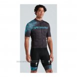 2021 Fahrradbekleidung Specialized Blau Shwarz Trikot Kurzarm und Tragerhose