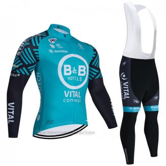 2021 Fahrradbekleidung Vital Concept-BB Hotels Hellblau Trikot Langarm und Tragerhose