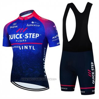 2022 Fahrradbekleidung Deceuninck Quick Step Blau Rot Trikot Kurzarm und Tragerhose