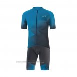 2022 Fahrradbekleidung Gore Blau Trikot Kurzarm und Tragerhose