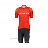 2022 Fahrradbekleidung Scott Rot Wei Trikot Kurzarm und Tragerhose