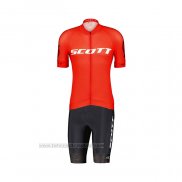 2022 Fahrradbekleidung Scott Rot Wei Trikot Kurzarm und Tragerhose