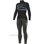 2023 Fahrradbekleidung Frau ALE Grau Shwarz Trikot Langarm und Tragerhose