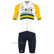 2023 Fahrradbekleidung Ineos Grenadiers Gelb Trikot Kurzarm Und Tragerhose