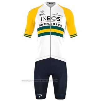 2023 Fahrradbekleidung Ineos Grenadiers Gelb Trikot Kurzarm Und Tragerhose