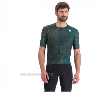 2023 Fahrradbekleidung Sportful Blau Grun Trikot Kurzarm und Tragerhose