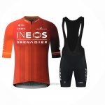 2024 Fahrradbekleidung Ineos Grenadiers Rot Shwarz Trikot Kurzarm Und Tragerhose