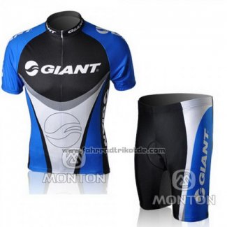 2010 Fahrradbekleidung Giant Shwarz und Azurblau Trikot Kurzarm und Tragerhose