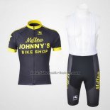 2010 Fahrradbekleidung Johnnys Shwarz und Gelb Trikot Kurzarm und Tragerhose