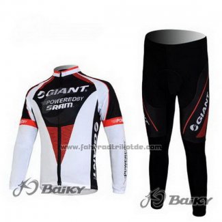 2011 Fahrradbekleidung Giant Shwarz und Wei Trikot Langarm und Tragerhose