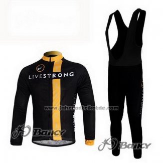 2011 Fahrradbekleidung Livestrong Shwarz und Gelb Trikot Langarm und Tragerhose