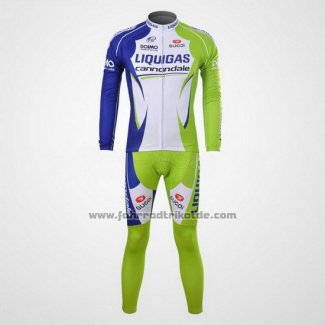 2012 Fahrradbekleidung Liquigas Cannondale Wei und Grun Trikot Langarm und Tragerhose