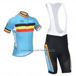 2013 Fahrradbekleidung Belgien Hellblau und Shwarz Trikot Kurzarm und Tragerhose