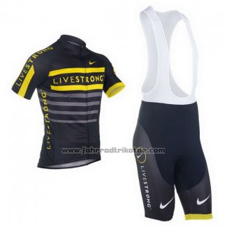 2013 Fahrradbekleidung Livestrong Shwarz und Gelb Trikot Kurzarm und Tragerhose