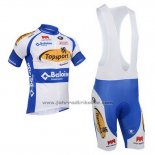 2013 Fahrradbekleidung Topsport Wei und Azurblau Trikot Kurzarm und Tragerhose