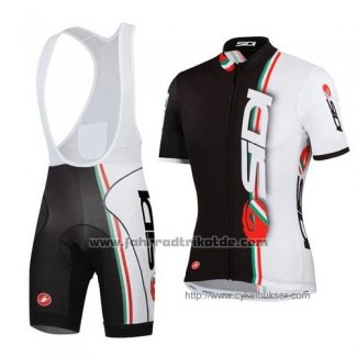 2014 Fahrradbekleidung Castelli SIDI Wei und Shwarz Trikot Kurzarm und Tragerhose