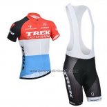 2014 Fahrradbekleidung Trek Factory Racing Orange und Wei Trikot Kurzarm und Tragerhose