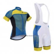 2015 Fahrradbekleidung Hincapie Blau und Gelb Trikot Kurzarm und Tragerhose