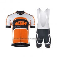 2015 Fahrradbekleidung Ktm Wei und Orange Trikot Kurzarm und Tragerhose