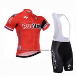 2015 Fahrradbekleidung Rusvelo Rot Trikot Kurzarm und Tragerhose