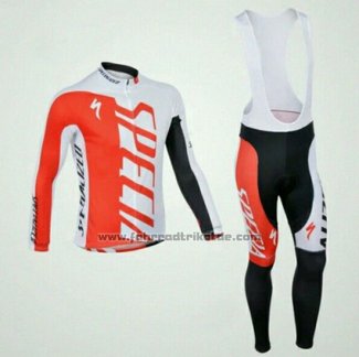 2015 Fahrradbekleidung Specialized Rot und Wei Trikot Langarm und Tragerhose