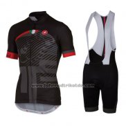 2016 Fahrradbekleidung Castelli Rot Shwarz Trikot Kurzarm und Tragerhose
