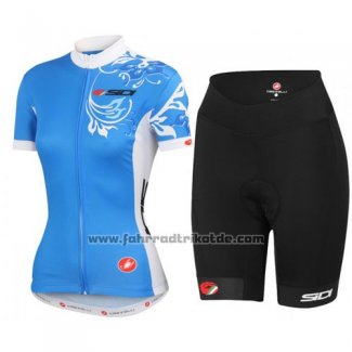 2016 Fahrradbekleidung Castelli Wei und Blau Trikot Kurzarm und Tragerhose