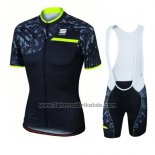 2016 Fahrradbekleidung Frau Sportful Grun und Shwarz Trikot Kurzarm und Tragerhose