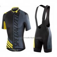 2016 Fahrradbekleidung Specialized Gelb und Grau Trikot Kurzarm und Tragerhose