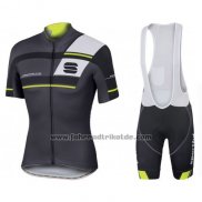 2016 Fahrradbekleidung Sportful Shwarz und Grun Trikot Kurzarm und Tragerhose