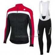 2016 Fahrradbekleidung Sportful Shwarz und Rot Trikot Langarm und Tragerhose